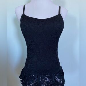Black Tank Top with Lace Bottom